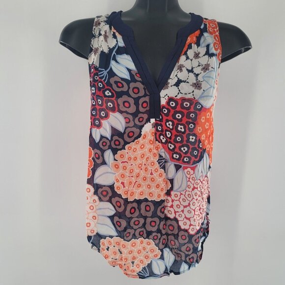Boden Size 4 US Carrie Sleeveless Floral Viscose Semi Sheer V-Neck Blouse - Picture 1 of 5